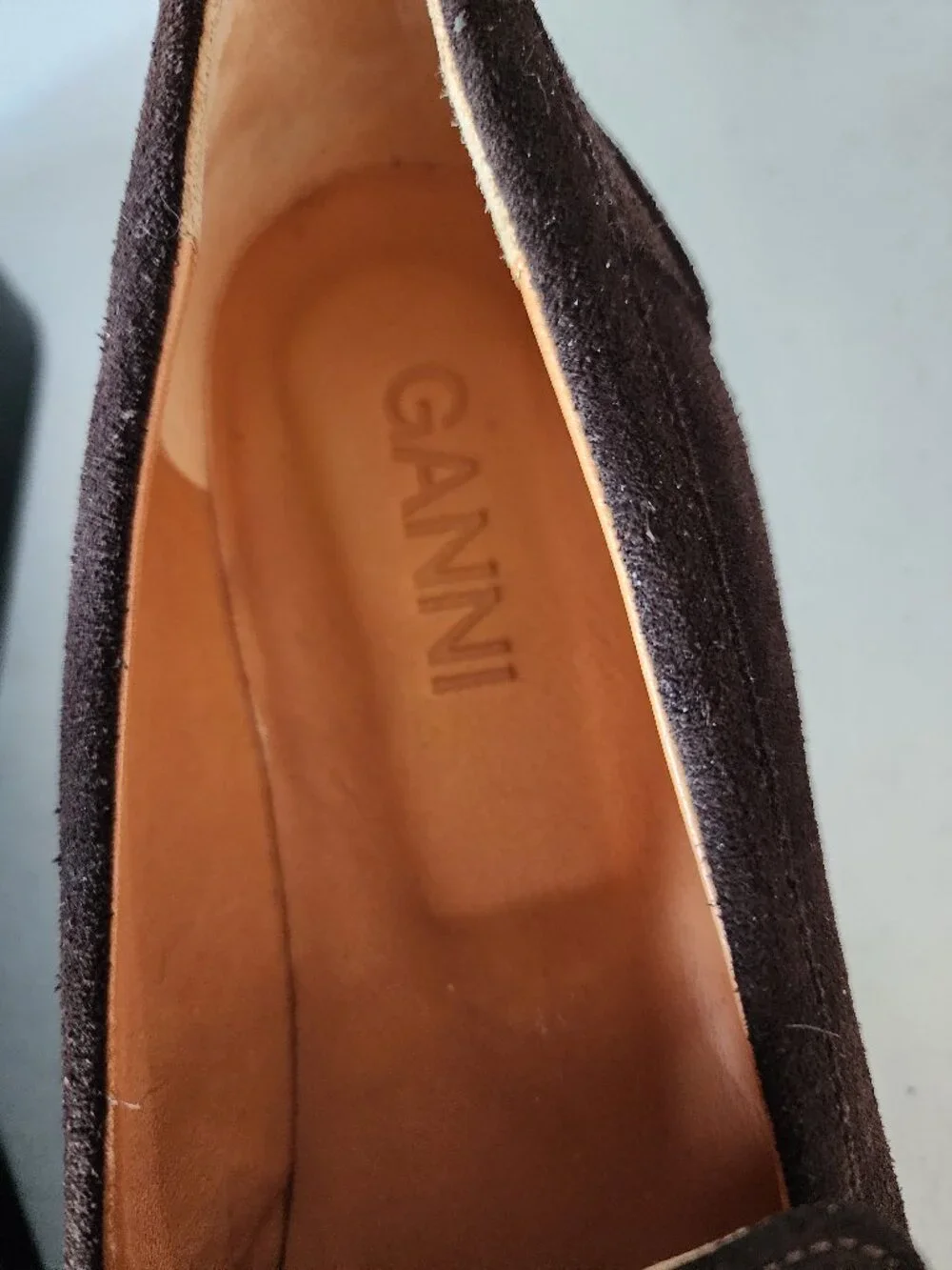 Ganni Brown Suede Loafer 